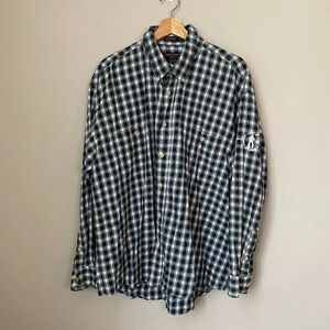 Vintage Chesterfield Men's XL Luxury Twill Plaid Button Down Shirt Cowboy Up